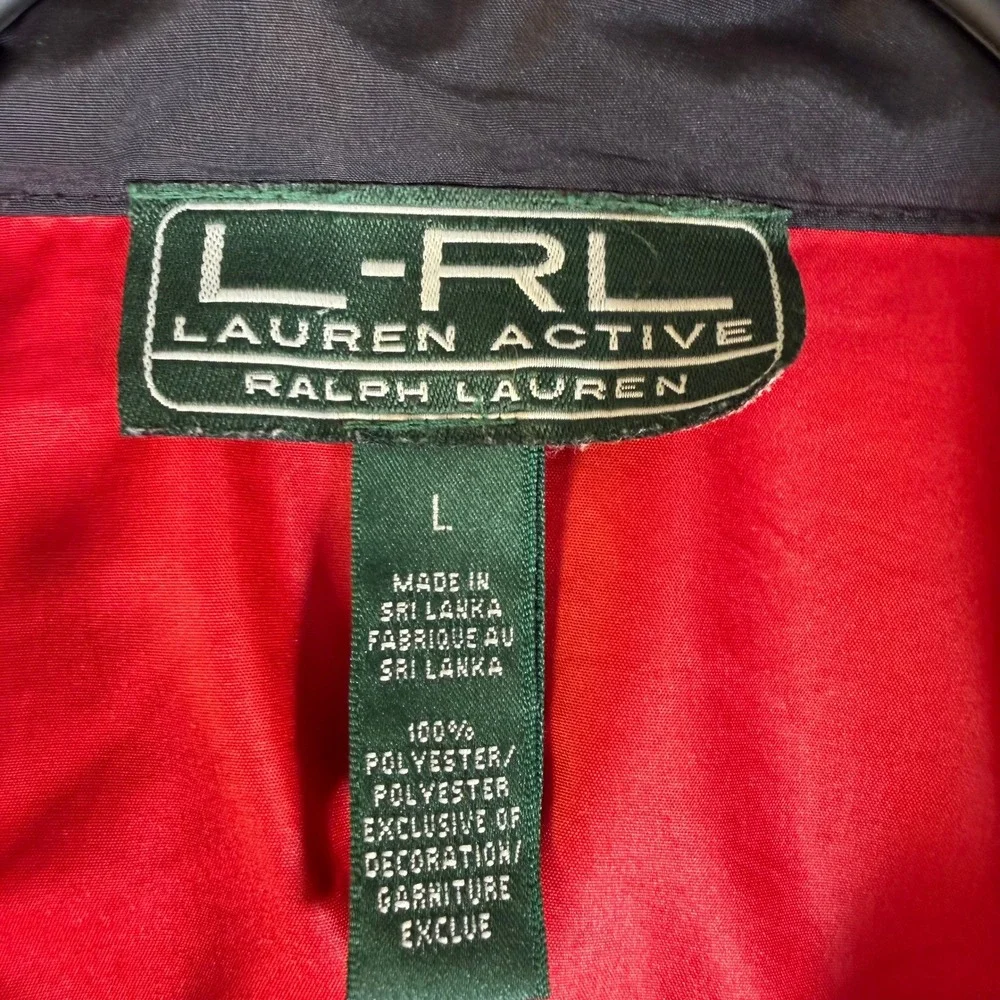 Lauren Active Ralph Lauren Red Windbreaker Womens Large Full Zip Crest #3230